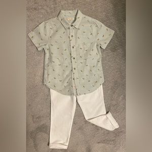 Cute linen outfit with Banana print! Size 4t. Like New!